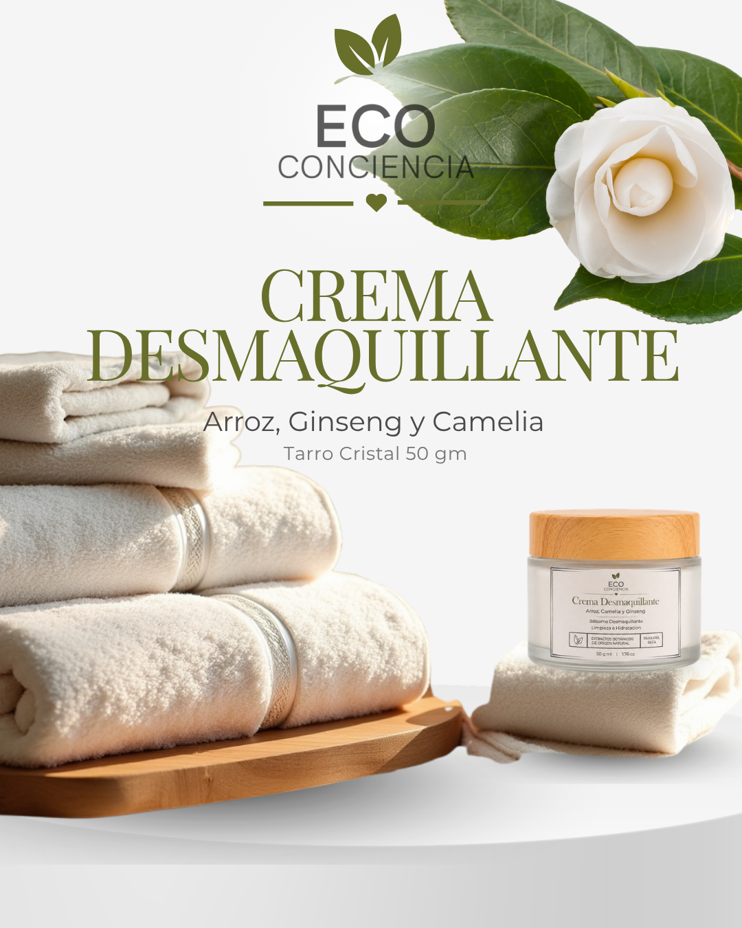 Crema Desmaquillante Estilo K-Beauty | Arroz, Ginseng y Camelia
