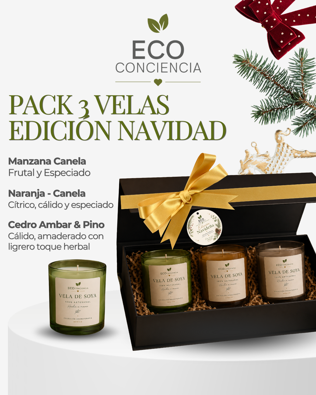 Colección 3 Velas Aromáticas de Regalo