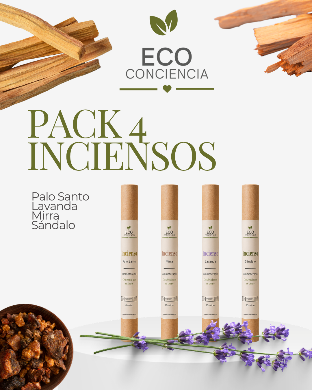 Pack 4 Inciensos Eco Conciencia