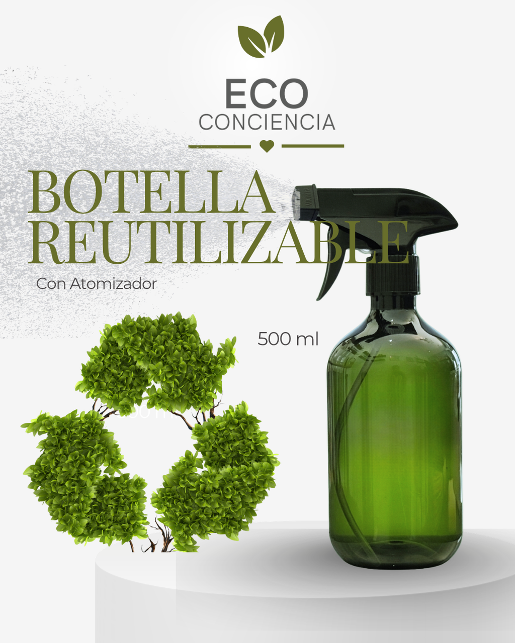 Botella con Atomizador de Gatillo Reutilizable