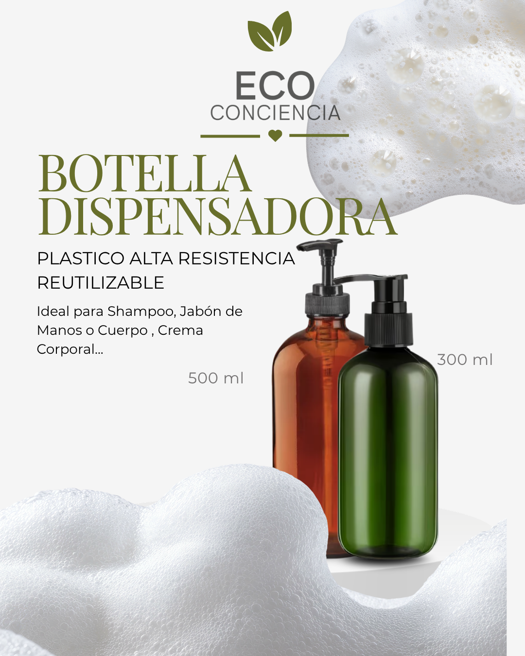 Botella Dispensadora Reutilizable Plantilla