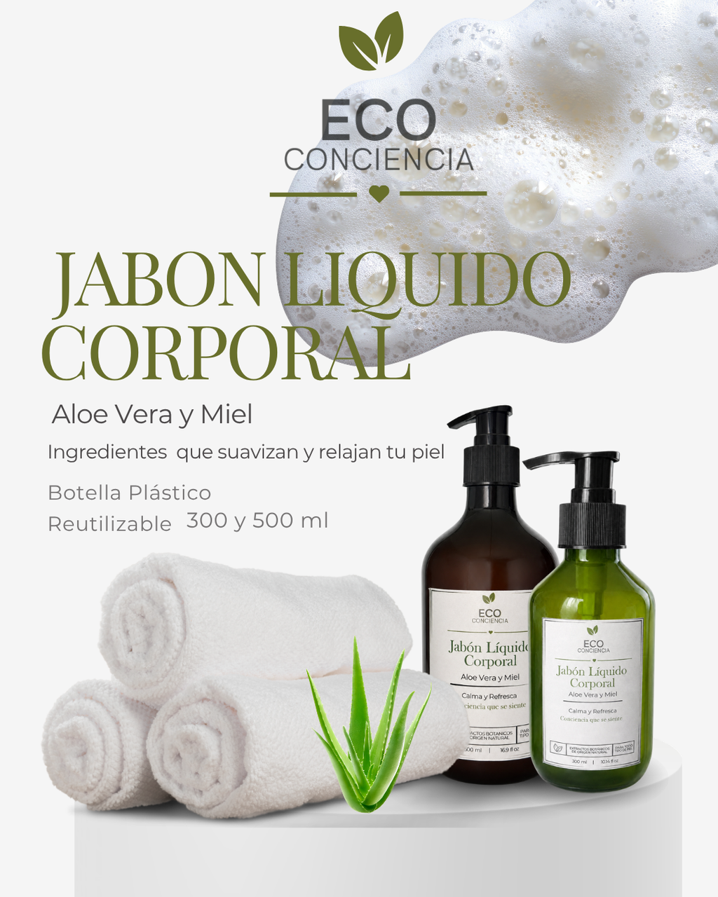 Jabón Líquido Corporal Aloe Vera  y Miel